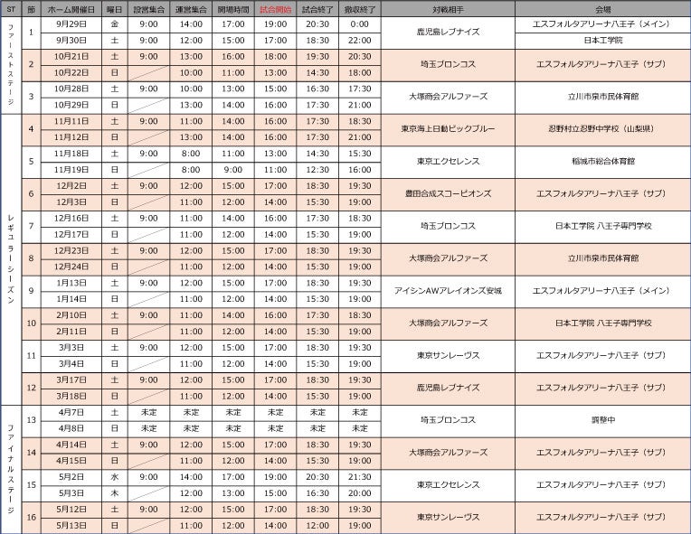 ボランティアスケジュール